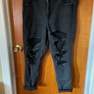 SUPER distressed black American eagle jeans size22
